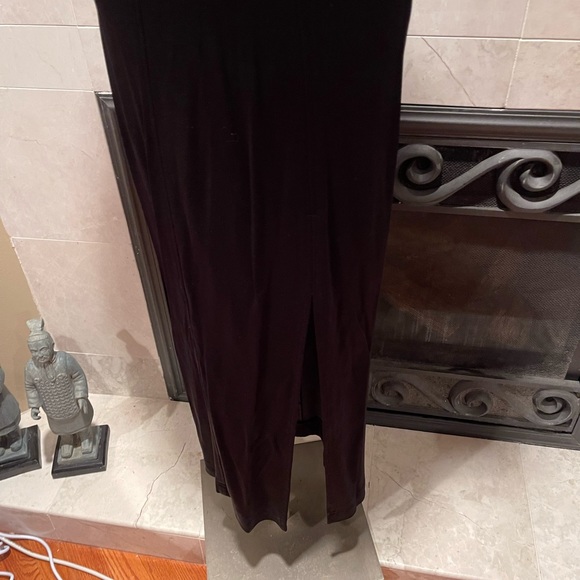 Y2K Vintage Tadashi Women’s Blk Sleeveless Tuxedo Style Full Length Dress SZ S - Picture 3 of 13